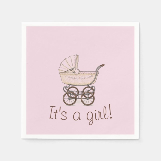 Chá de fraldas de guardanapo rolo de bebê rosa (Frente)