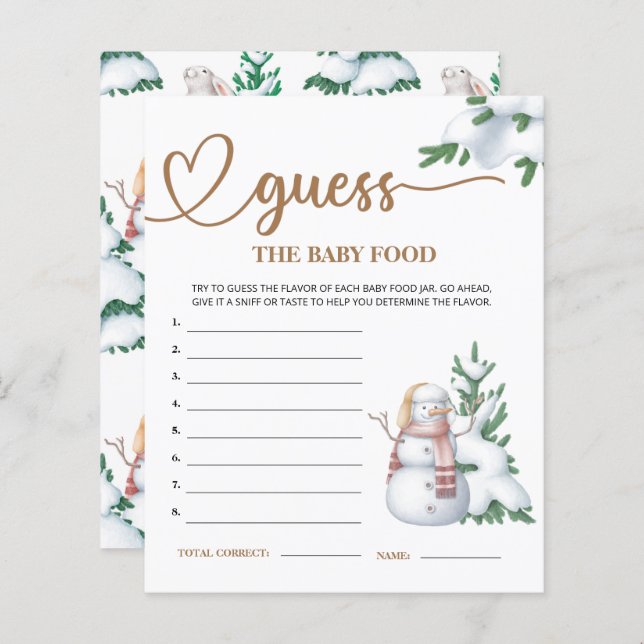 Chá de fraldas de inverno adivinha os filhotes de  (Frente/Verso)