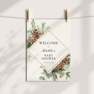 Chá de fraldas de inverno Evergreen Poster de boa