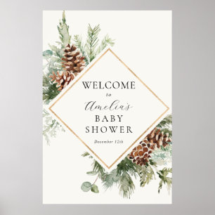 Chá de fraldas de inverno Evergreen Poster de boas