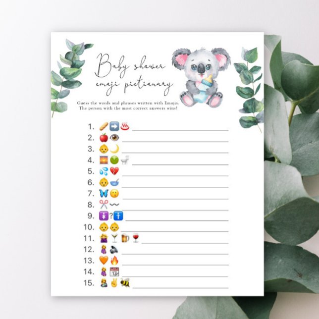 Chá de fraldas de jogos Koala Bear Emoji (Criador carregado)