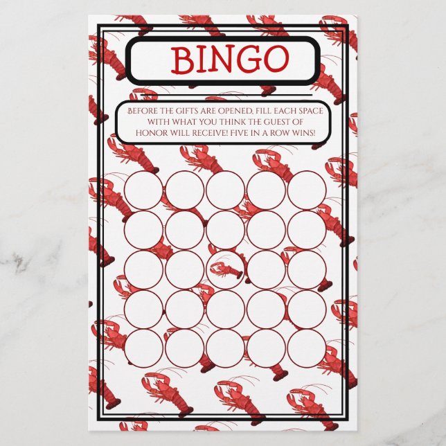 Chá de fraldas de lagosta Vermelho Cajun Bingo (Frente)