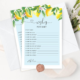 Chá de fraldas de limão azul desejado para o cartã