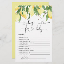 Chá de fraldas de limão de aquarela desejos para c