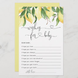 Chá de fraldas de limão de aquarela desejos para c