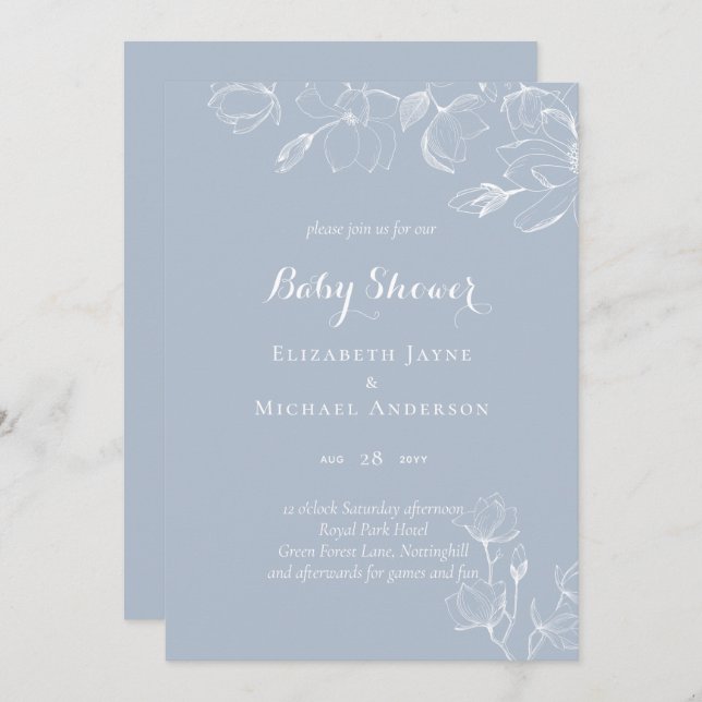 Chá de fraldas de Magnolias Brancas Dusty (Frente/Verso)