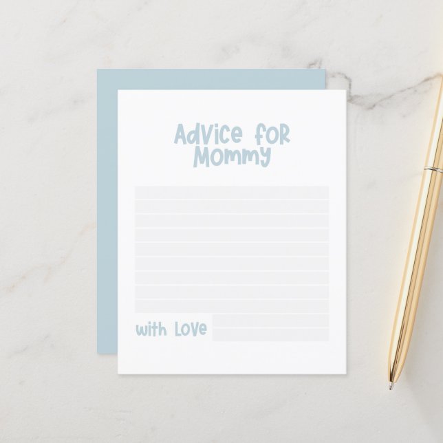 Chá de fraldas de mamãe azul-bebê moderno (Frente/Verso In Situ)