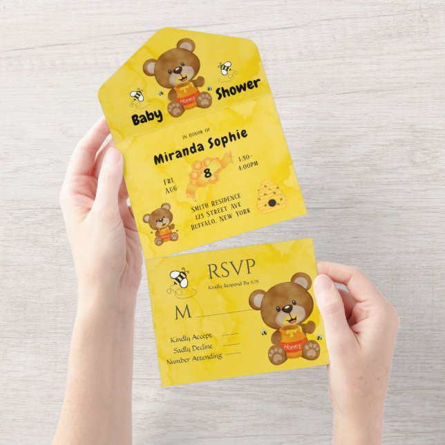 Chá de fraldas de Mel do Urso de Teddy (Aba destacável)