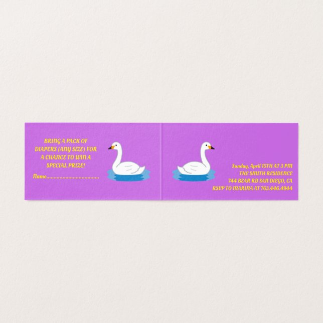 Chá de fraldas de Menina do Tema de Swan Bonito (Interior Desdobrado)