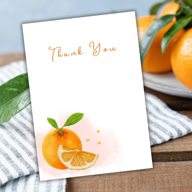 Chá de fraldas De Modelo De Citros Laranja-Cuja (Cute Orange Citrus Template Baby Shower Thank You)