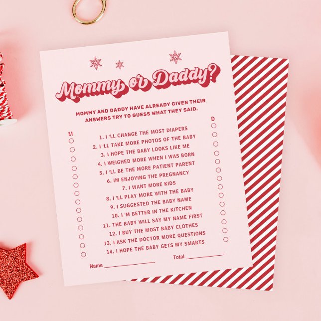 Chá de fraldas de Natal Vermelho e Rosa Adivinha Q (Criador carregado)