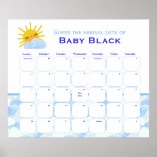 Chá de fraldas De Nuvens Azuis Adivinha A Poster D