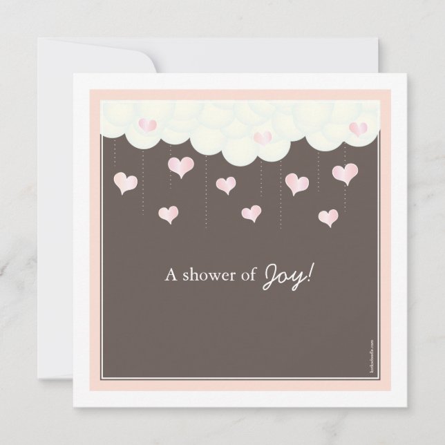 Chá de fraldas de Nuvens e Corações para Convite M (Frente)