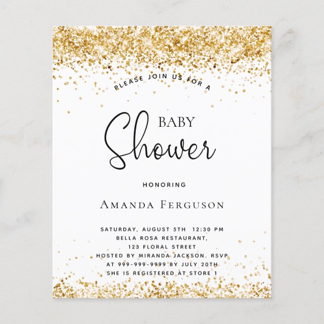 Chá de fraldas de orçamento convite para brilho de (Frente)