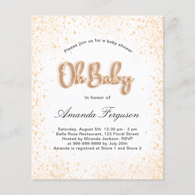 Chá de fraldas de orçamento, garota brilhante de o (Frente)