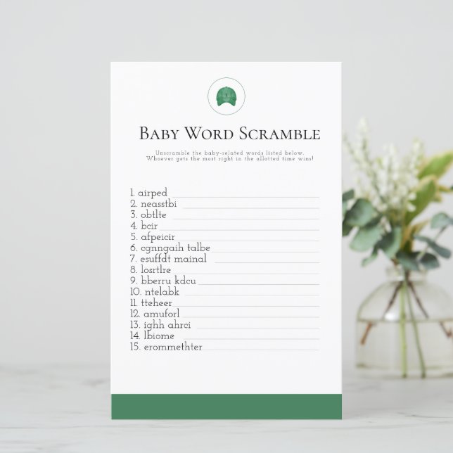 Chá de fraldas de palavras riscáveis do bebê de go (Em pé/Frente)