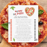 Chá de fraldas de pizza - jogo de mamãe ou pai