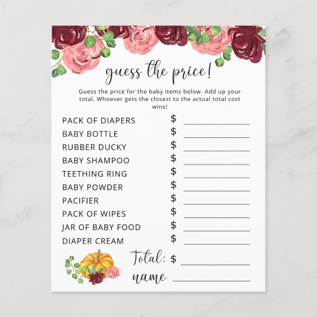 Chá de fraldas de queda | Jogo de Adivinhação do P (Frente)