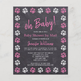 Chá de fraldas de Rapariga Rosa Imprimida na Pata 