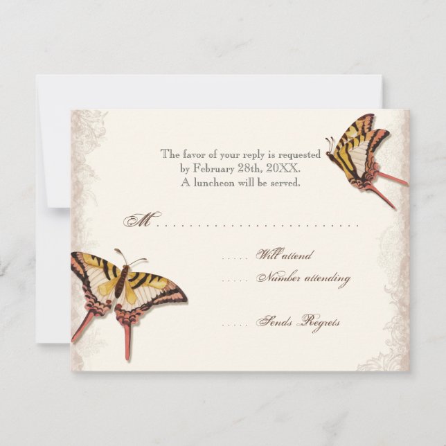 Chá de fraldas de Rosa vitoriano antiquado RSVP (Frente)