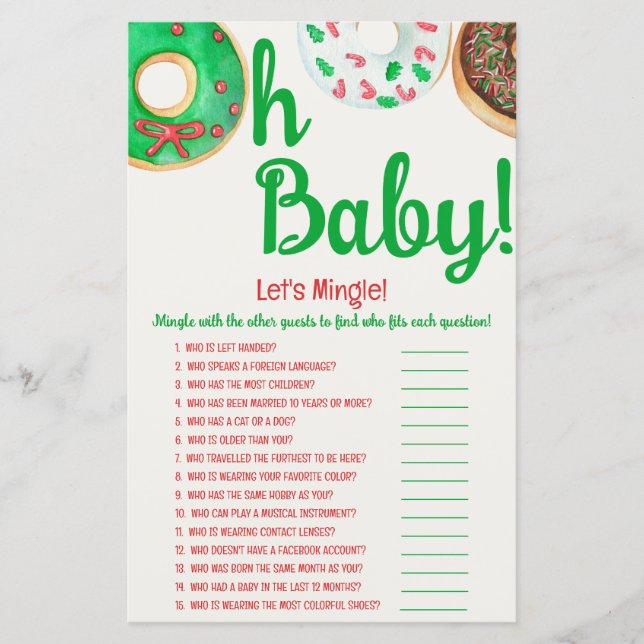 Chá de fraldas de Rosquinha de Natal, Jogo de mont (Frente)