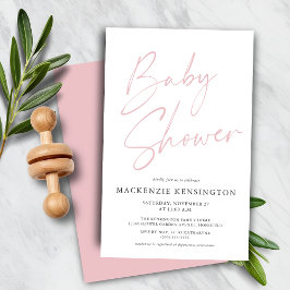 Chá de fraldas de Script Simples Cor-de-Rosa Cor-d