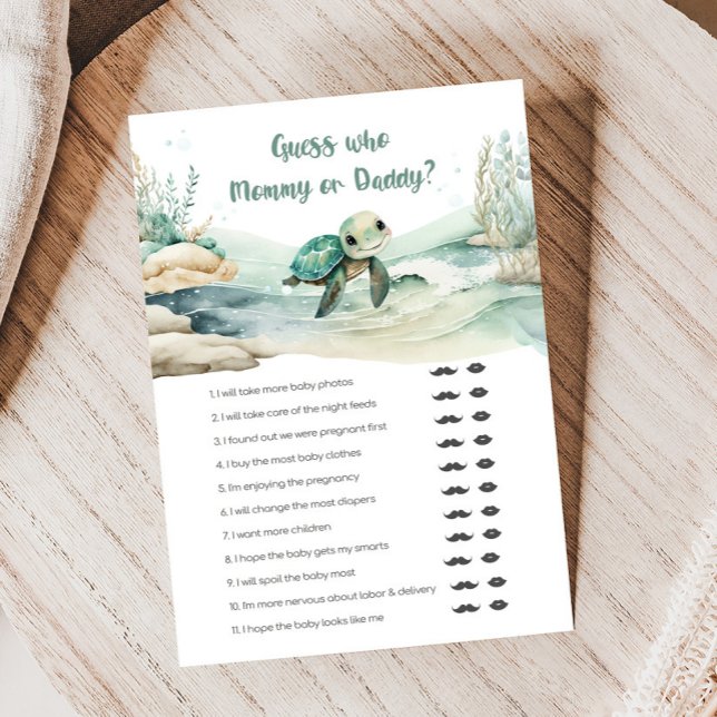 Chá de fraldas de Tartaruga-do-mar Mamãe ou jogo d (Sea Turtle Baby Shower Game)