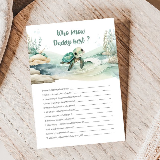 Chá de fraldas de Tartaruga do Mar que conhece o m (Sea Turtle Baby Shower Game)