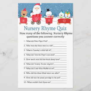 Chá de fraldas de trem de Natal Nursery Rhyme Quiz