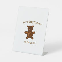 Chá de fraldas de ursinho castanho adiciona nome d