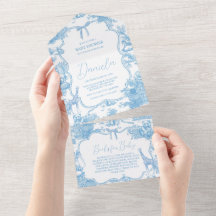 Chá de fraldas de Urso Branco Azul de Jouy