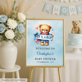 Chá de fraldas de Urso Branco é um Menino