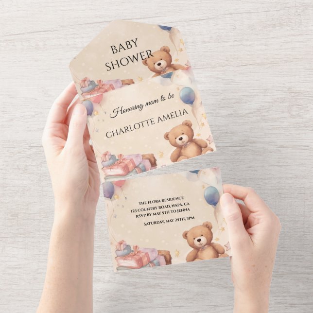 Chá de fraldas de Urso de Corte (Aba destacável)