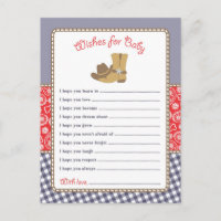 Chá de fraldas de vaqueiro deseja cartão de bebê