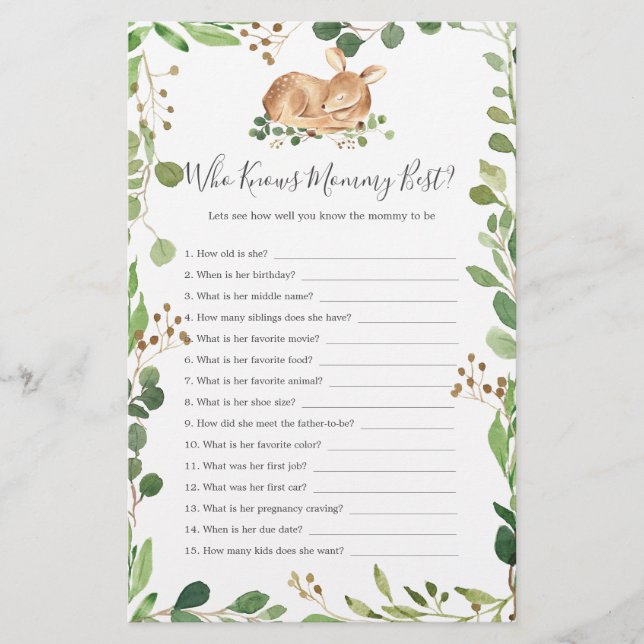 Chá de fraldas De Veado Que Conhece Mais Mamães (Frente)