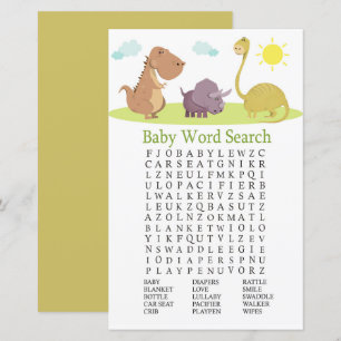 Chá de fraldas Dinossauro Jogo de Pesquisa do Word