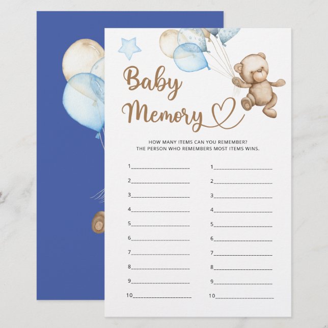 Chá de fraldas do Beer Memory Teddy Bear (Frente/Verso)