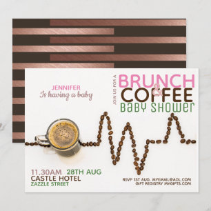 Chá de fraldas do COFFEE Brunch Convite Rosa Verd