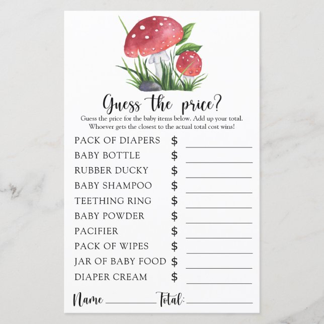 Chá de fraldas do Fungi - Adivinha o preço! Jogo (Frente)