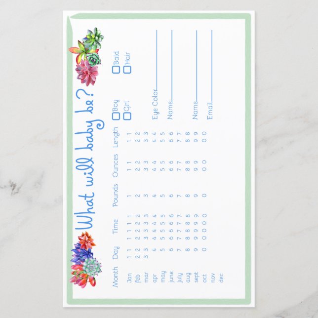 Chá de fraldas do Predicor de Bebê Succulto (Frente)