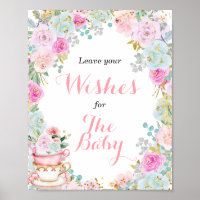 Chá de fraldas do Tea Party Deseja o Bebê Poster