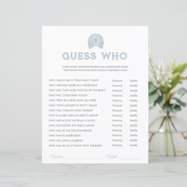 Chá de fraldas do tema golfe azul adivinha quem jo (Em pé/Frente)