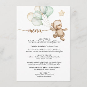 Chá de fraldas do Urso Bebê do Menu Teddy