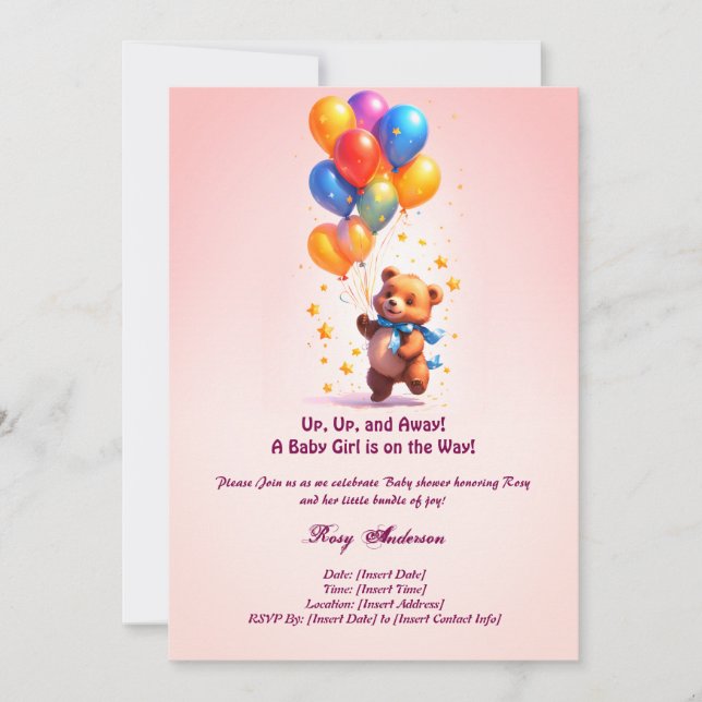 Chá de fraldas do Urso de Teddy Convite para Menin (Frente)