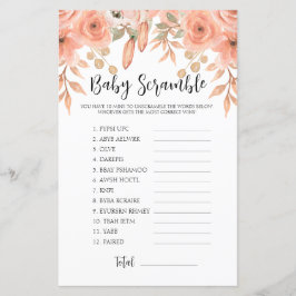 Chá de fraldas do Word Scramble com Primavera de A