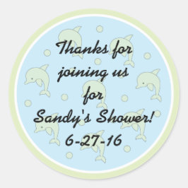 Chá de fraldas "Dolphins/Blue" Adesivos 1 1/2" ou 