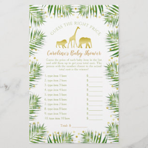 Chá de fraldas Dourado Safari Animal Adivinha Jog