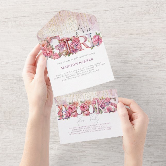 Chá de fraldas e livros para bebê É uma garota (Aba destacável)