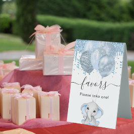 Chá de fraldas elefante, balões azuis, favor branc