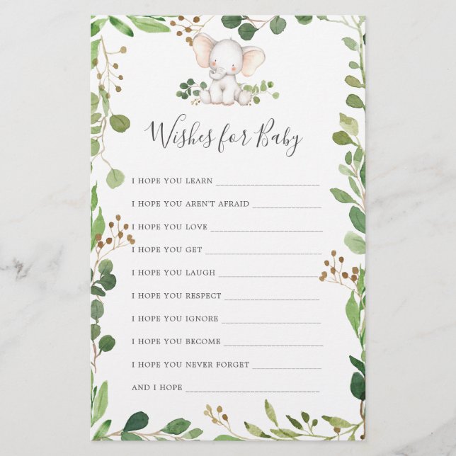 Chá de fraldas Elefante Deseja Bebê (Frente)